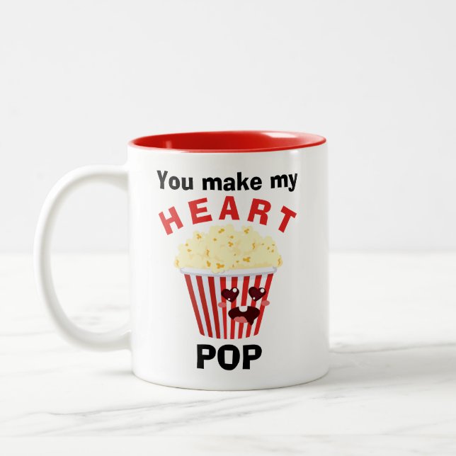 You make my heart pop Valentines Gift Two-Tone Coffee Mug (Left)