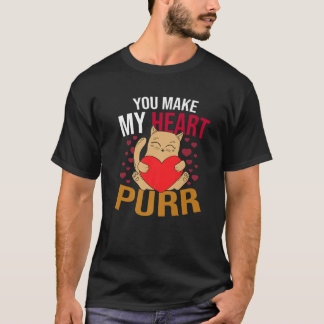 You Make My Heart Purr Cute Valentines Day Cat Lov T-Shirt