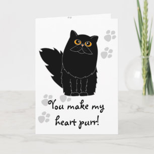 You Make My Heart Purr Greeting Card - Black Cat