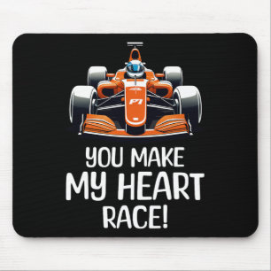 You Make My Heart Race Funny Valentine Racing Love Mouse Pad