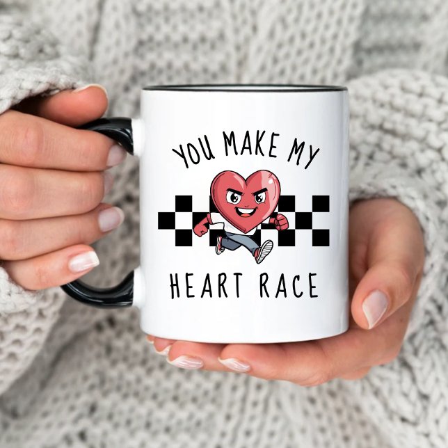 You Make My Heart Race Funny Valentine's Day Mug (Creator Uploaded)