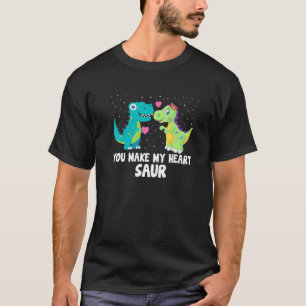 You Make My Heart Saur Cute Dinosaur Valentine Cou T-Shirt