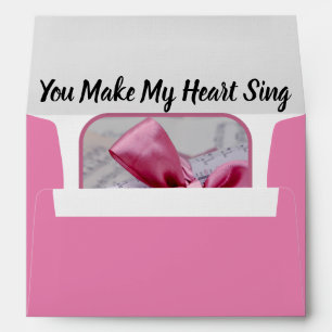 You Make My Heart Sing Pink Grey Envelopes