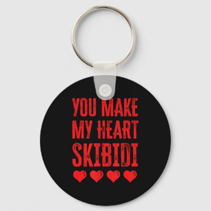 You Make My Heart Skibidi Funny Valentine Day Kids Key Ring