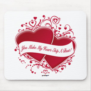 You Make My Heart Skip A Beat! Red Hearts Mouse Pad