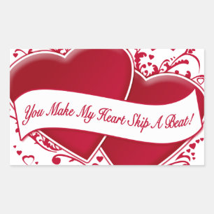You Make My Heart Skip A Beat! Red Hearts Rectangular Sticker