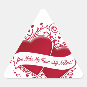 You Make My Heart Skip A Beat! Red Hearts Triangle Sticker