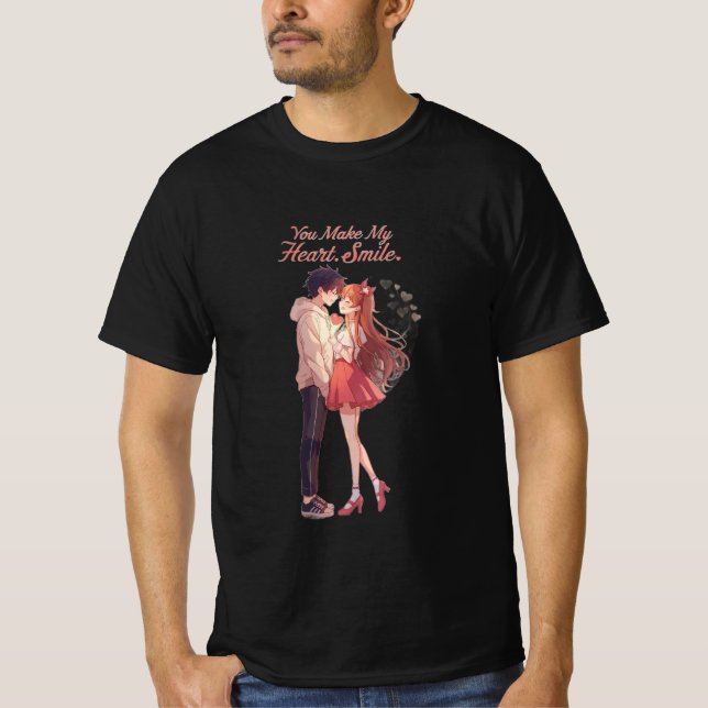 You Make My Heart Smile Anime Couple T-Shirt (Front)