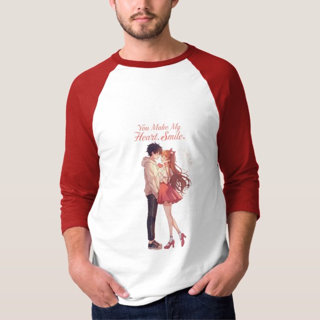 You Make My Heart Smile Anime Couple T-Shirt (Front)