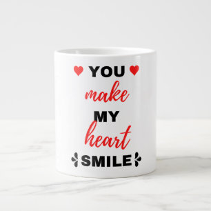 You Make My Heart Smile Black Large Coffee Mug