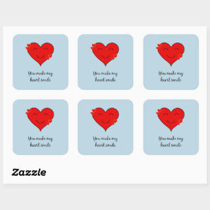 You make my heart smile blue square sticker