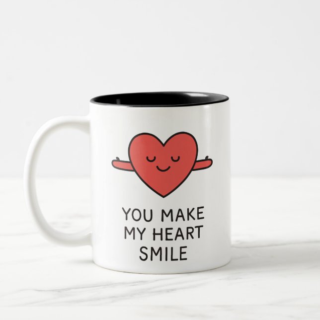 "YOU MAKE MY HEART SMILE" Cute Graphic Mug (Left)