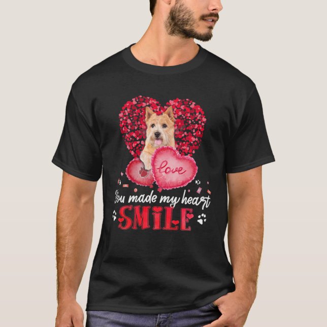 You Make My Heart Smile Norwich Terrier With Heart T-Shirt (Front)