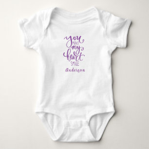 You Make My heart Smile Personalised Name Cute Baby Bodysuit
