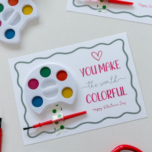 You Make the World Colourful Valentine Kid School Holiday Card