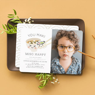 You Maki Miso Happy Soup Sushi Roll Photo Birthday Invitation