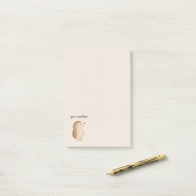 You Matter Minimal Hedgehog Post-it Notes (On Desk)