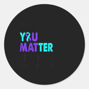 You Matter Prevention Awareness Teal Purple Ribbon Classic Round Sticker