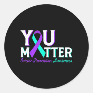 You Matter Prevention Teal Purple Awareness Ribbon Classic Round Sticker