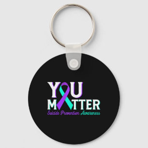 You Matter Prevention Teal Purple Awareness Ribbon Key Ring