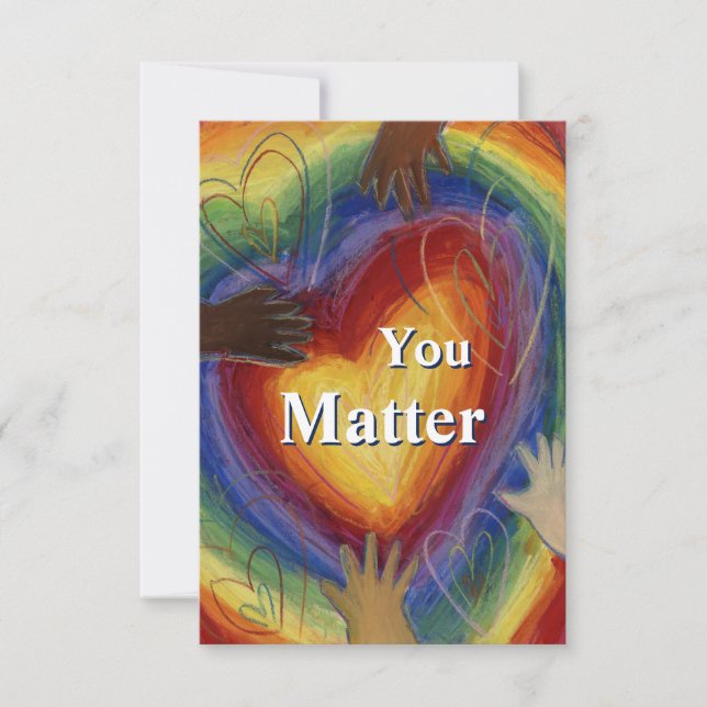 You Matter Rainbow Hearts Art Print Note Card (Front)