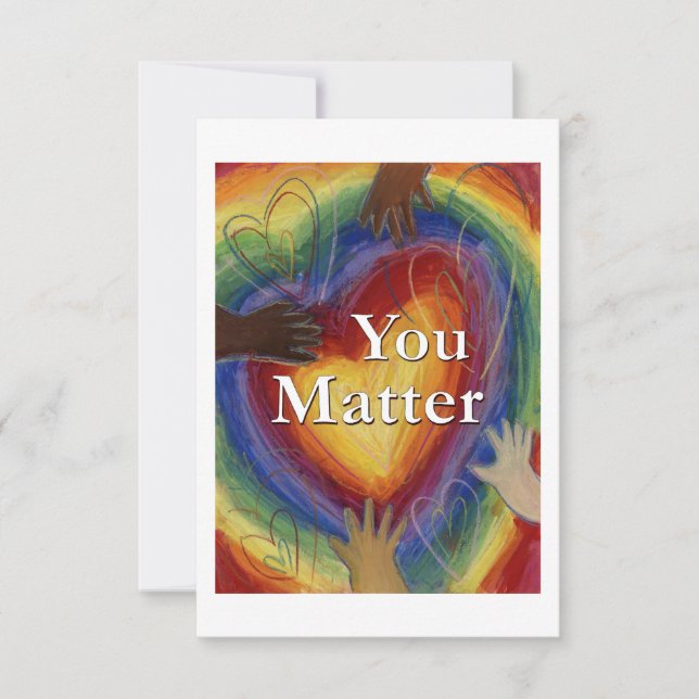 You Matter Rainbow Hearts Note Cards (Front)