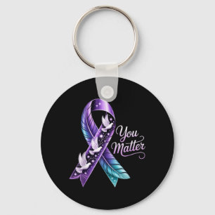 You Matter Ribbon Butterfly Awareness Women Men Key Ring