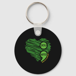 You Matter Semicolon Heart Retro Mental Health Awa Key Ring