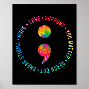You Matter Semicolon Suicide Prevention Awareness  Poster
