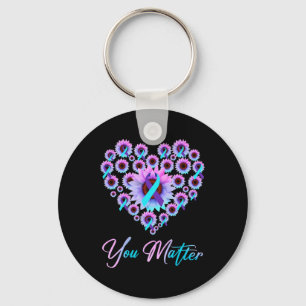 You Matter Suicide Prevention Teal Purple Awarenes Key Ring