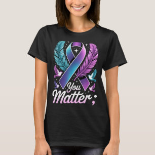 You Matter Teal Purple Ribbon Semicolon Prevention T-Shirt