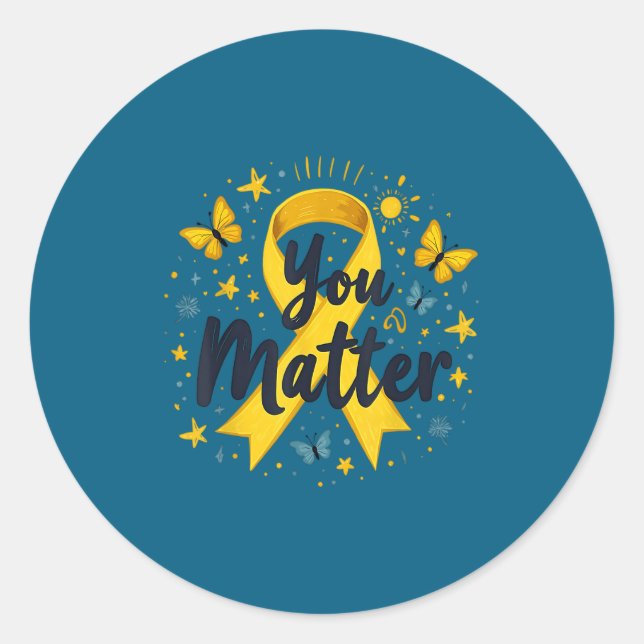 You Matther Suicide Prevention Awareness Yellow Ri Classic Round Sticker (Front)