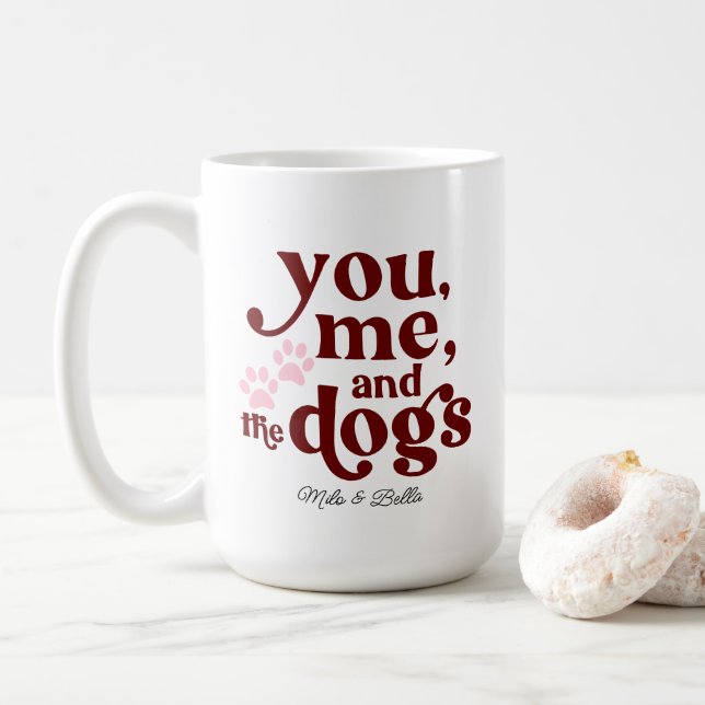 You Me and the Dogs Couple Minimalist Gift Coffee  Mug (With Donut)