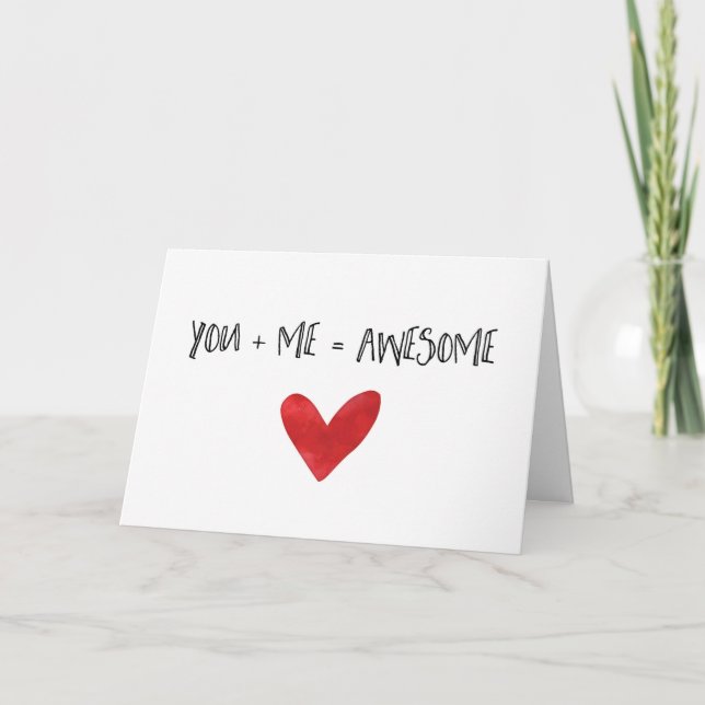 You + Me = Awesome | Love Note Holiday Card (Front)