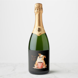You & me Coffee - Cute Corgi & Cozy Brew Sparkling Wine Label