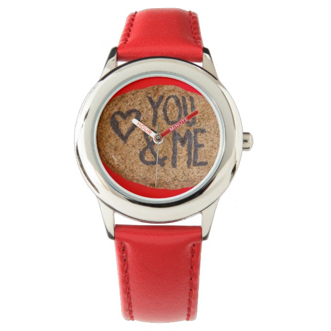 YOU&ME  Custom Bezel with Red Hearts Watch (Front)