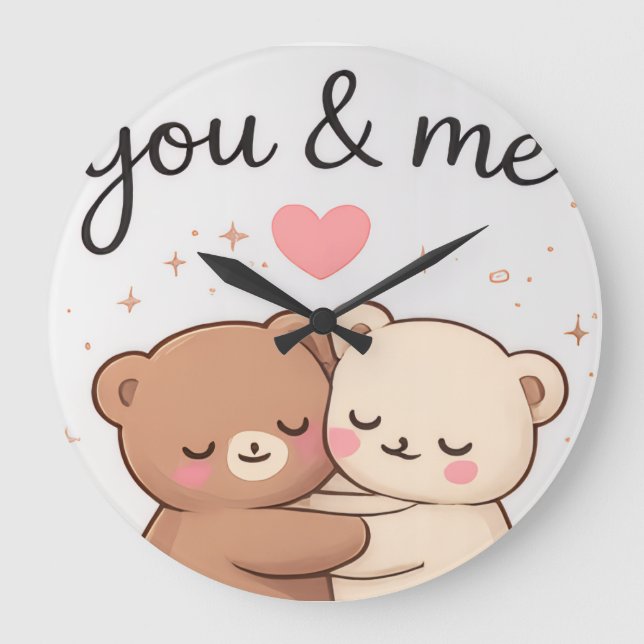  You & Me Cute Bear Couple Wall Clock  (Front)