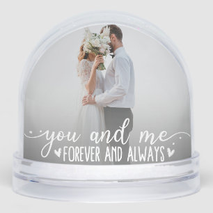 You & Me Forever and Always Picture Heart Couple  Snowglobe