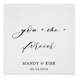 you & me = forever Wedding Backdrop Banner Poster