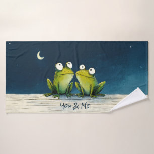 You & Me Frogs – Cute Romantic Animal Art Bath Towel