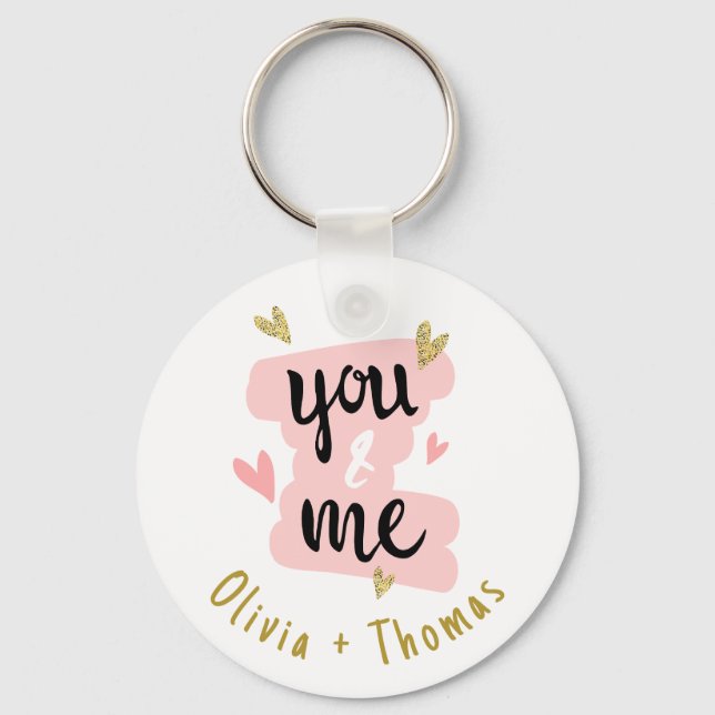 You & Me | Happy Valentine's Day Modern Cute Gift Key Ring (Front)