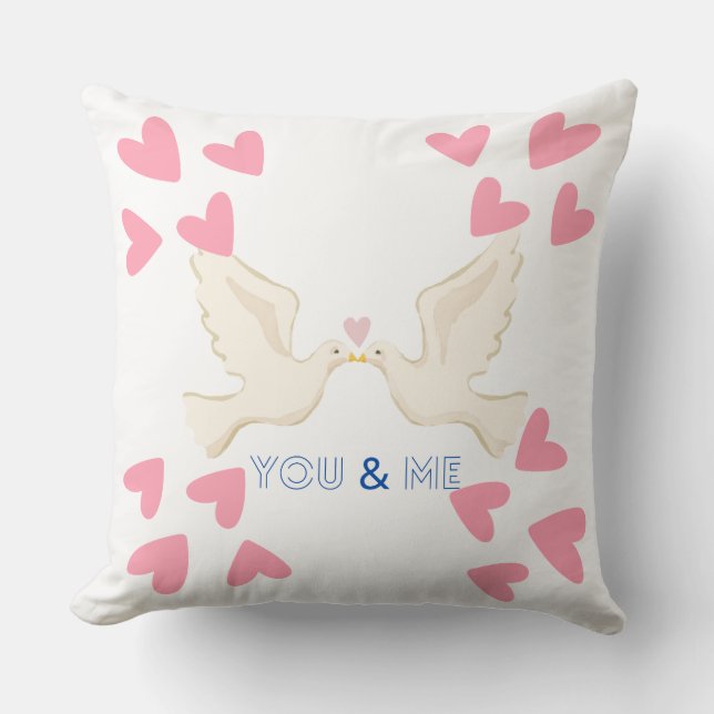 You & Me Love Doves Design Cushion (Front)