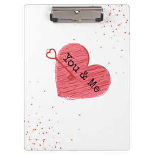 You & Me Modern Red Heart With Key Valentines Day Clipboard