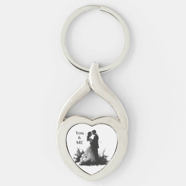 💖 You & Me Romantic Heart Keychain 💖 (Front)