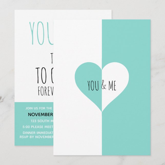You & Me Suite Teal Blue Rehearsal Invitation (Front/Back)