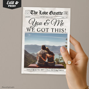 You & Me We Got This, Personalised Love Newspaper Holiday Card