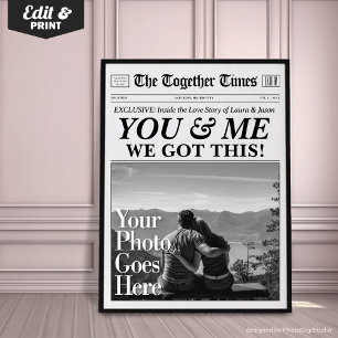 You & Me We Got This Personalized Gift Newspaper  Poster