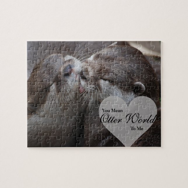 You Mean Otter World To Me Otters Love Kissing Jigsaw Puzzle (Horizontal)