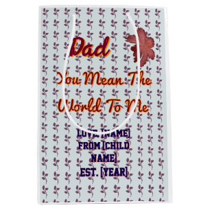 You Mean The World To Me Personalised Family Gift Medium Gift Bag