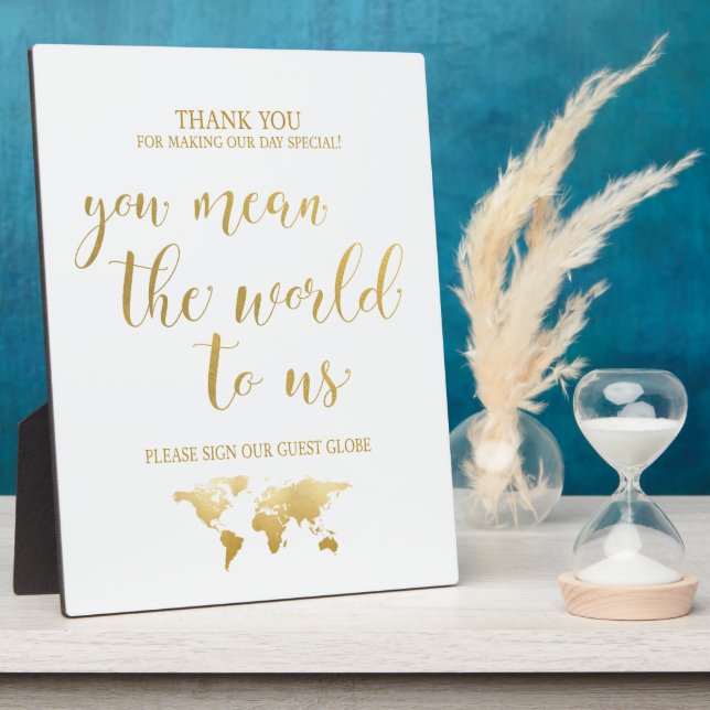You Mean the World to Us | Globe Guest Book Plaque (Side)